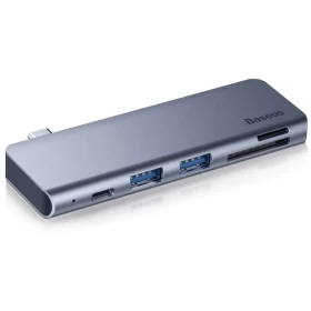 USB-концентратор Baseus Harmonica 5 in 1 HUB Adapter, Тёмно-серый (CAHUB-K0G)