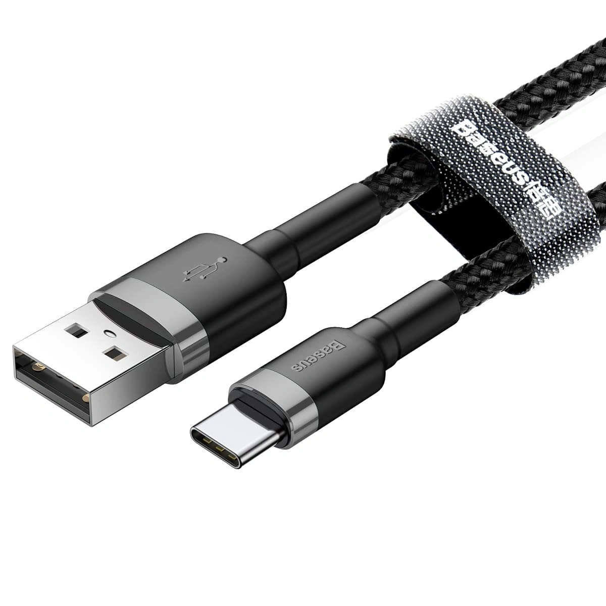 Кабель Baseus Cafule Cable USB For Type-C QC3.0 3A 0.5м, Чёрный (CATKLF-AG1). Фото 2