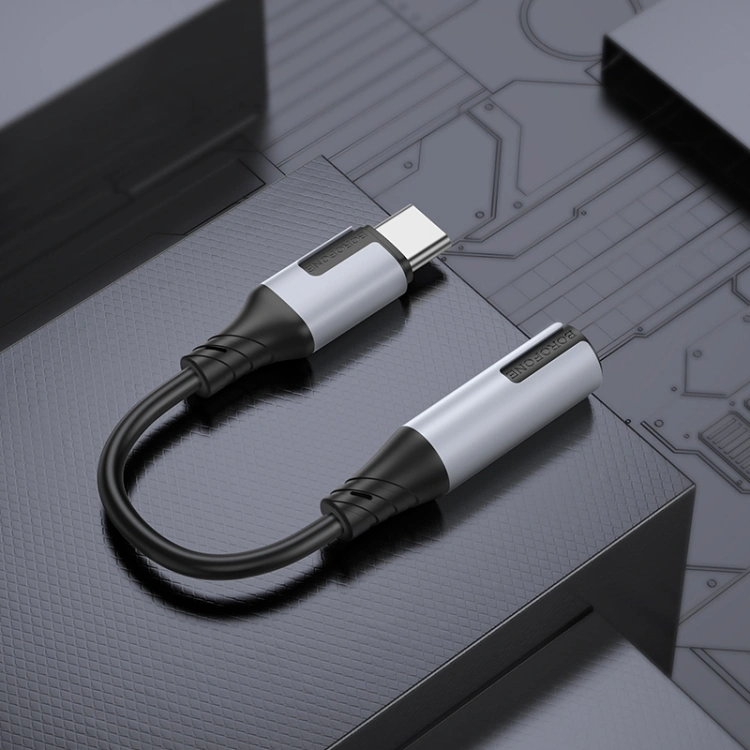 Переходник Borofone BV19 3.5 mm to USB-C 0.15 m, Black. Фото 5