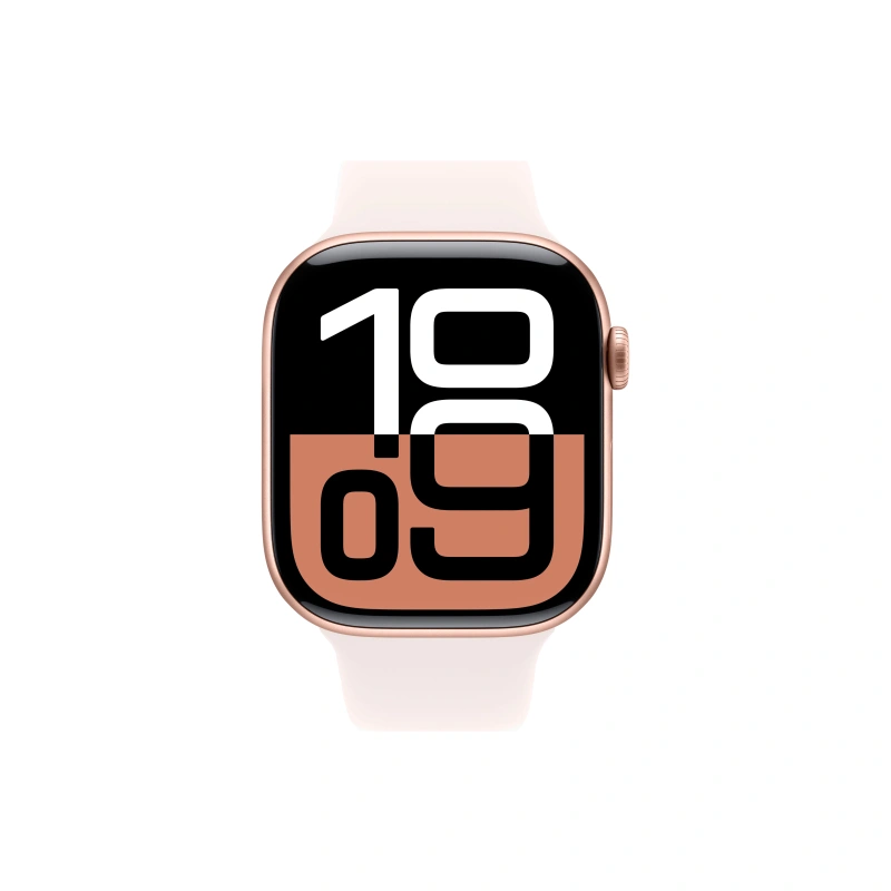 Apple Watch Series 10, 46 мм, алюминий цвета «розовое золото», спортивный ремешок цвета "Light Blush", размер M/L (MWWU3). Фото 2