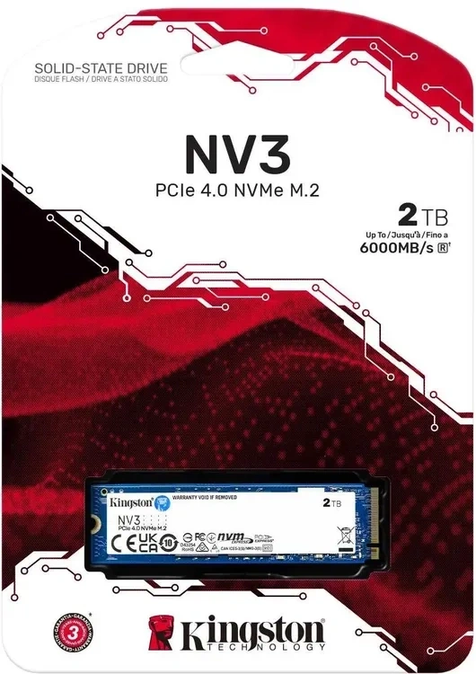 SSD накопитель Kingston NV3 SNV3S/2000G 2ТБ, M.2 2280, PCIe 4.0 x4, NVMe, M.2 (SNV3S/2000G). Фото 3