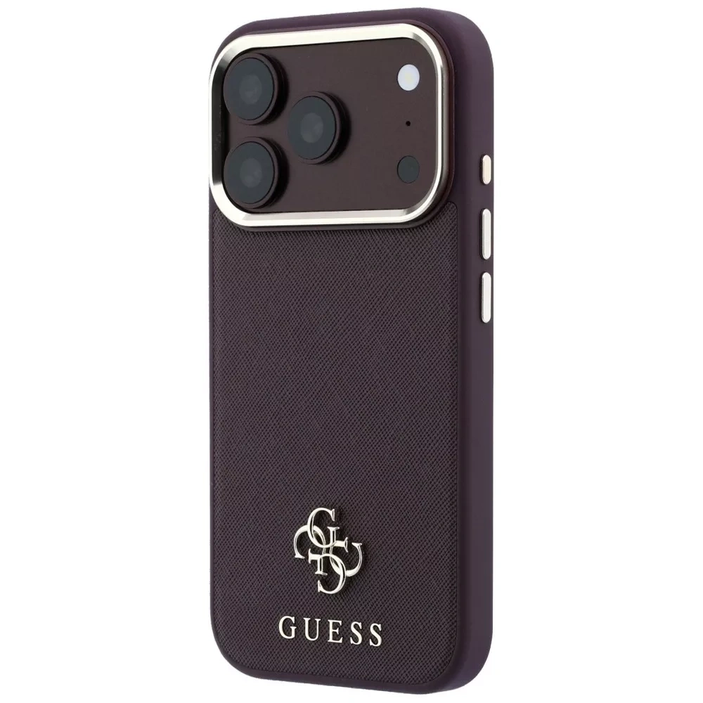 Накладка Guess для iPhone 18 Pro Max/17 Pro Max Saffiano 4G Small Metal logo&Cam Hard (MagSafe), Burgundy (GUHMP18X6PSA4DMU). Фото 3