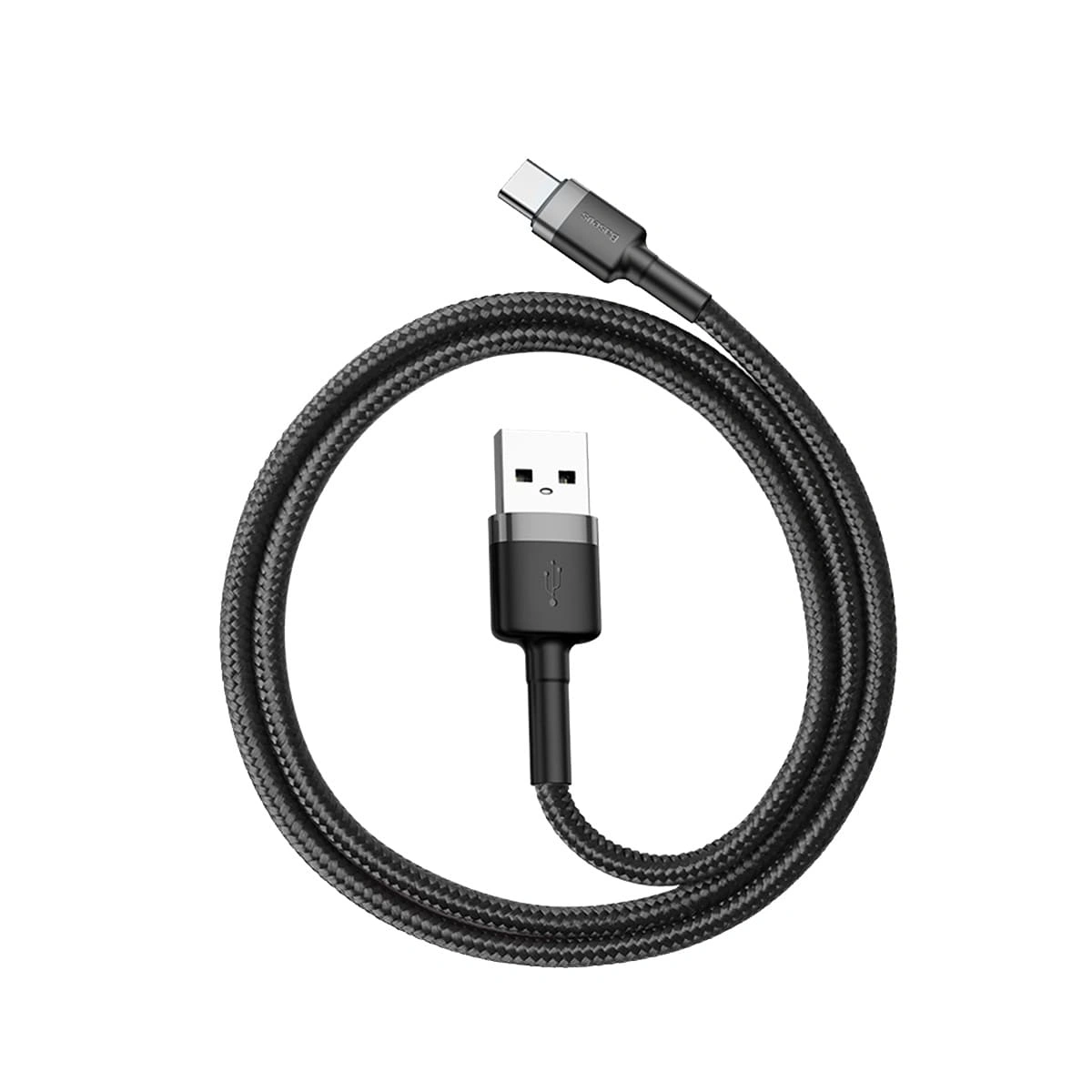 Кабель Baseus Cafule Cable USB For Type-C QC3.0 3A 0.5м, Чёрный (CATKLF-AG1). Фото 3