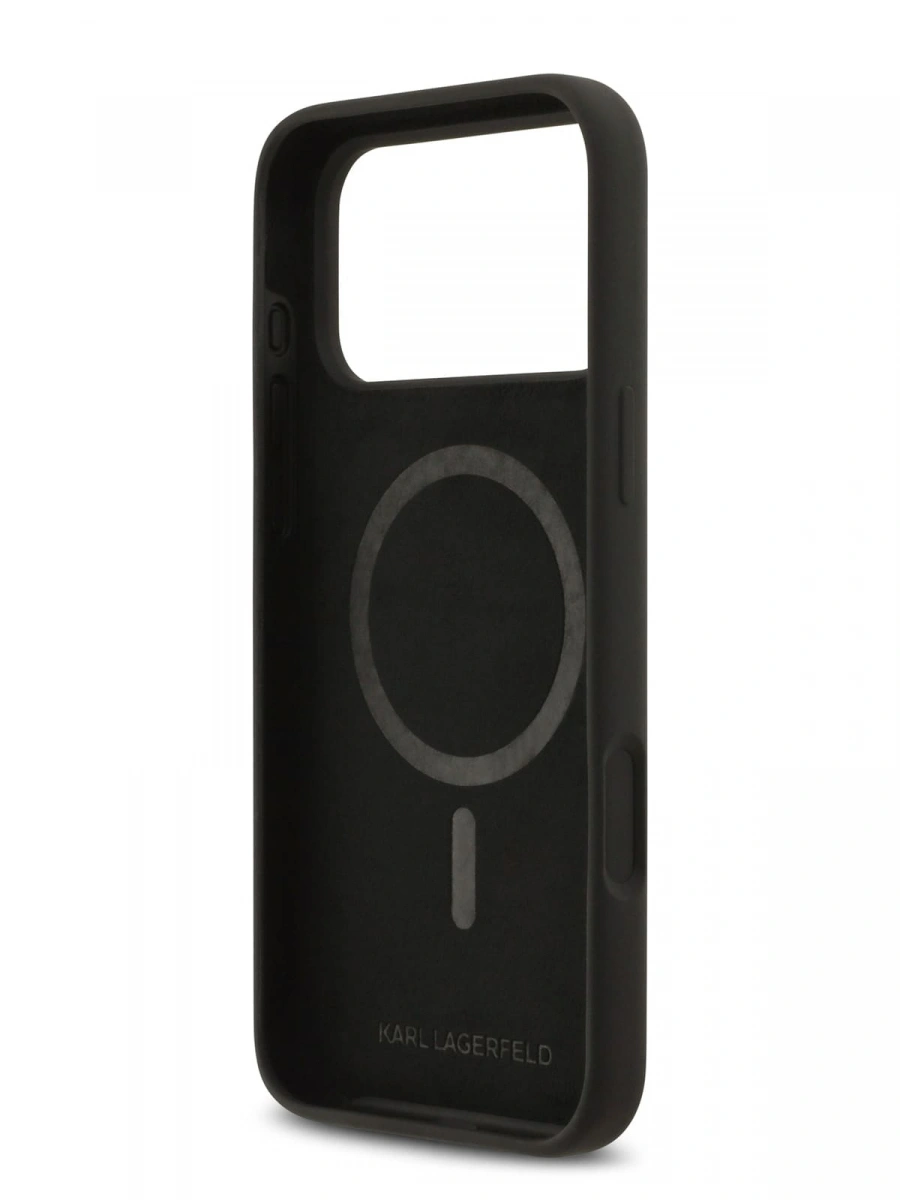 Накладка Lagerfeld для iPhone 17 Pro Liquid Silicone Hearts (MagSafe), Чёрный (KLHMP17LSMHBKSOK). Фото 7