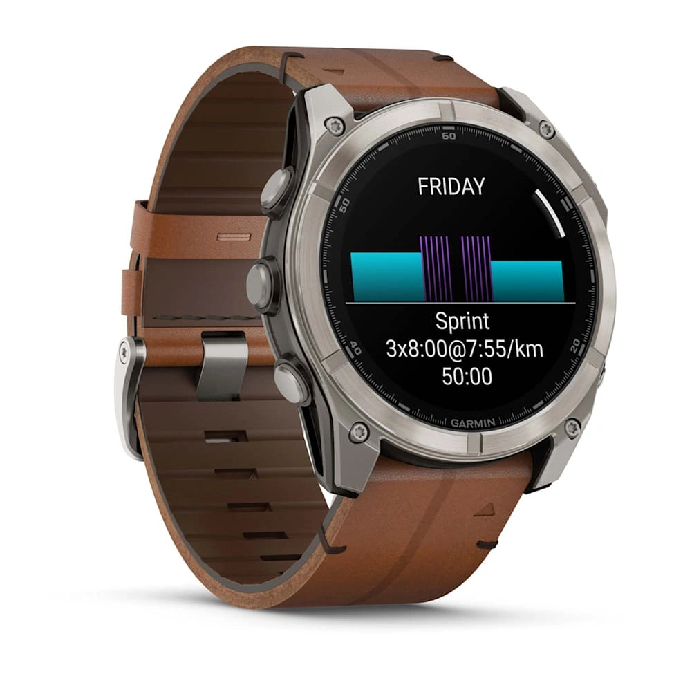 Умные часы Garmin Fenix 8 51mm, Amoled, Sapphire, кожаный ремешок "Chestnut" + спортивный ремешок "Graphite" (010-02905-40). Фото 5