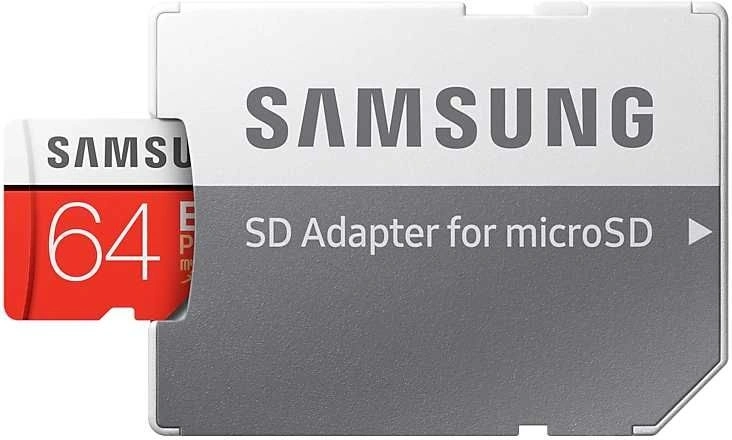 Карта памяти Samsung 64GB MicroSD EVO PLUS + SD адаптер (MB-MC64HA/RU). Фото 1