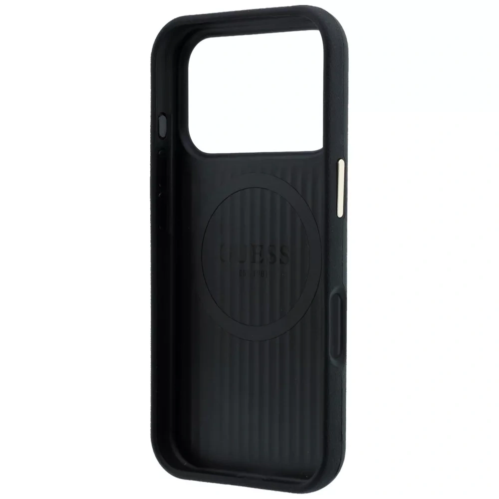 Накладка Guess для iPhone 18 Pro Max / 17 Pro Max PU Carbon SW Triangle Met logo&Cam Hard (MagSafe), Black (GUHMP18X6PWKSGTK). Фото 6