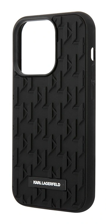 Накладка Lagerfeld для iPhone 15 Pro 3D Rubber Monogram Metal logo Hard, Black (KLHCP15LRUPKLPK). Фото 3