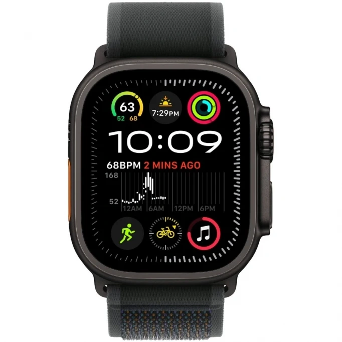 Apple Watch Ultra 2 (2024) GPS+Cellular 49mm, Black Titanium ремешок "Black Trail Loop", размер M/L 145-220mm  (MX4V3). Фото 2