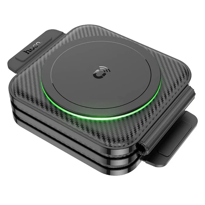 Беспроводное зарядное устройство Hoco Folding Magnetic Wireless Fast Charger CQ4 3in1, Чёрное. Фото 5