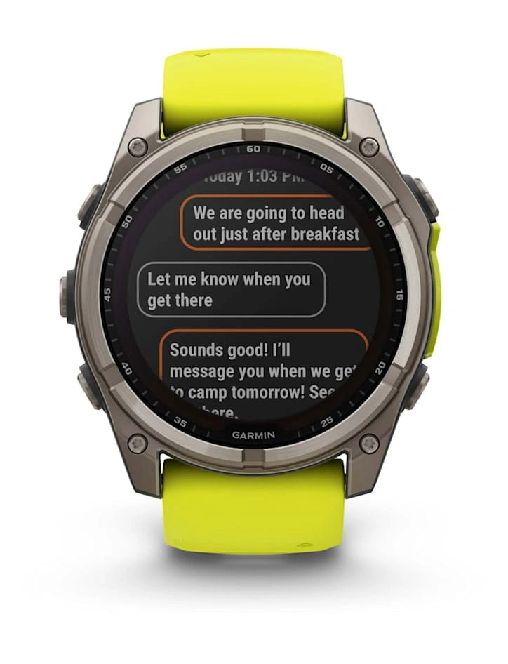 Умные часы Garmin Fenix 8 51mm, Solar, Sapphire, Titanium with Amp Yellow/Graphite Silicone Band. Фото 7