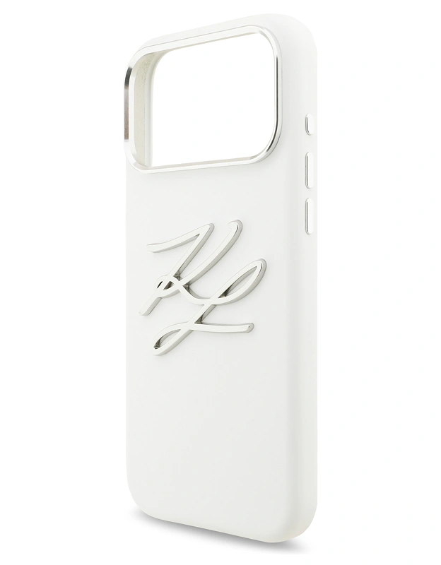 Накладка Lagerfeld для iPhone 17 Pro Max Liquid Silicone Initials Metal Logo & Camera Hard, White KLHCP17XSMCKLMCLH). Фото 6