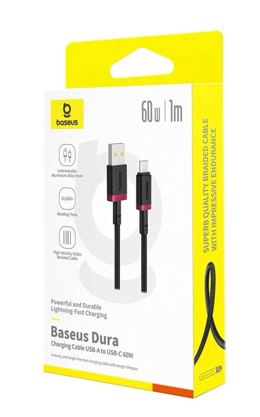 Кабель Baseus Dura Series Fast Charging Cable USB to Type-C 60W 1m, Чёрный-золотой (P10377802U01-00). Фото 2