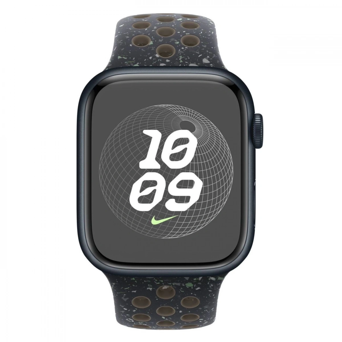 Apple Watch Series 9, 41 мм, алюминий цвета "тёмная ночь", Midnight Sky Nike Sport Band, размер S/M (MR9L3). Фото 2