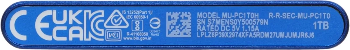 Внешний диск Samsung T7 1.0 Тб, USB-C, Индиго (MU-PC1T0H/WW). Фото 6