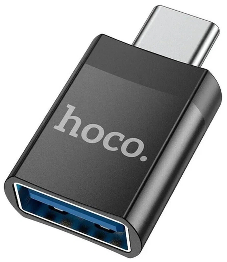Переходник Hoco UA17 Type-C male to USB female USB3.0, Чёрный. Фото 1