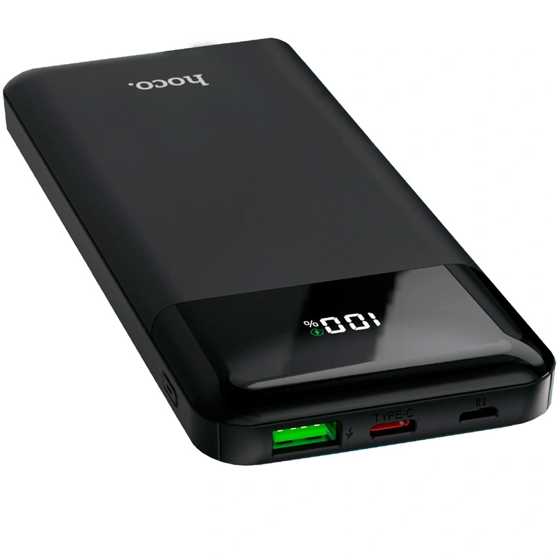 Внешний аккумулятор Hoco J102 Cool Figure 10000mAh, 1xUSB, 1xUSB-C, 3А, QC3.0, PD20W, LED, Li-Pol, Чёрный. Фото 2