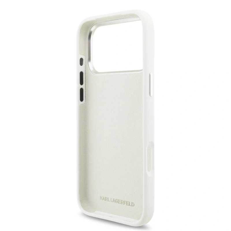 Накладка Lagerfeld для iPhone 17 Pro Max Liquid Silicone Initials Metal Logo & Camera Hard, White KLHCP17XSMCKLMCLH). Фото 7