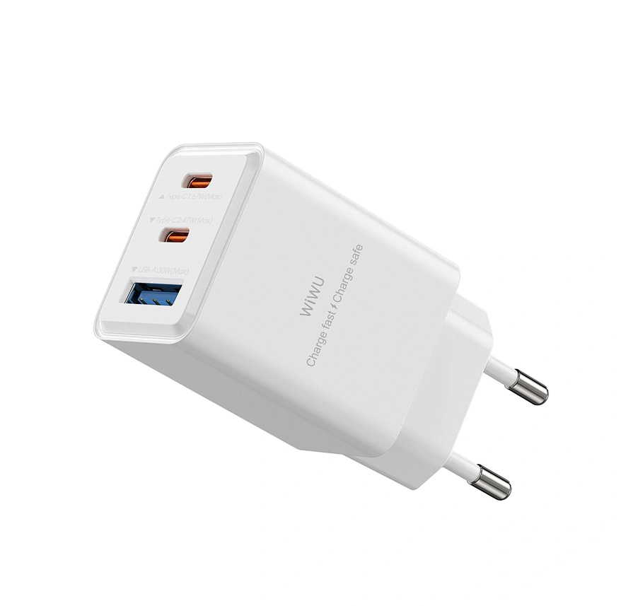 Сетевое зарядное устройство Wiwu Cube 67W 2C+A GaN Fast Charger Wi-G026, Белое. Фото 1