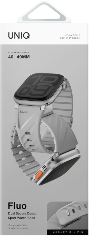 Ремешок Uniq FLUO Silicone Rubber для Apple Watch 44/45/49мм, Mist Grey (49-40MM-FLUOMGRY). Фото 3