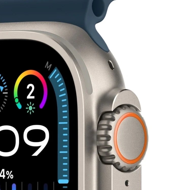 Apple Watch Ultra 2 GPS+Cellular 49mm, ремешок "Blue Ocean Band" один размер 130-200 mm (MREG3). Фото 3