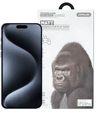Защитное стекло SupGlass для iPhone 15 Pro Tempered Glass Super Hardness 3D XC-13 (Matt), Чёрное. Фото 1