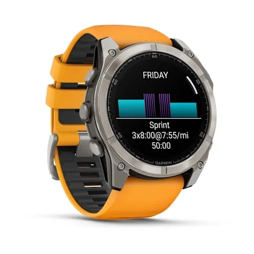 Умные часы Garmin Fenix 8 47mm, Sapphire, Titanium with Spark Orange/Graphite Silicone Band. Фото 4