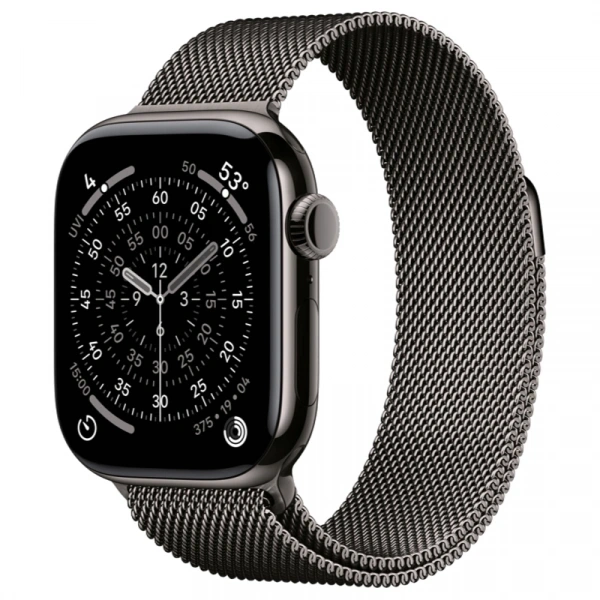 Apple Watch Series 11 GPS + Cellular, 46 мм, Slate Titanium, Миланская петля "Slate", M/L (MFD44). Фото 1