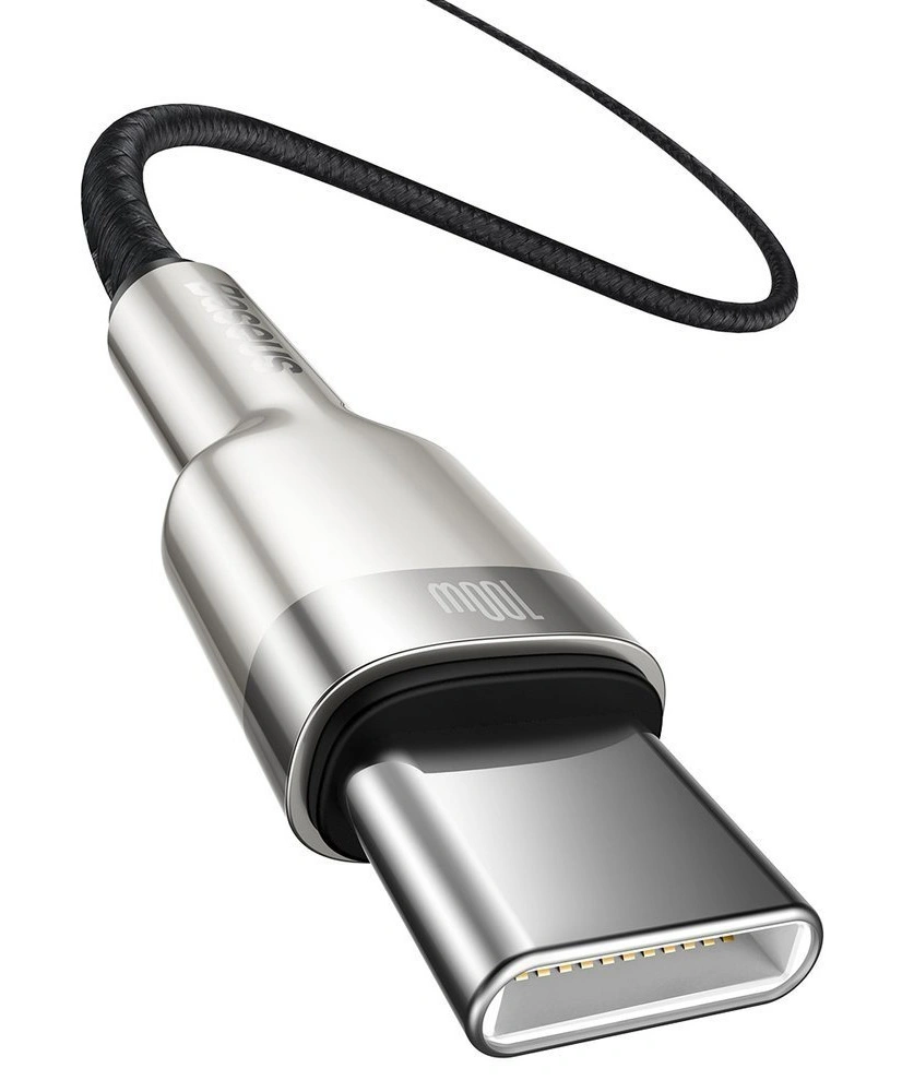 Кабель Baseus Cafule Series Metal Data Cable Type-C to Type-C 100W 1m, Чёрный (CATJK-C01). Фото 2