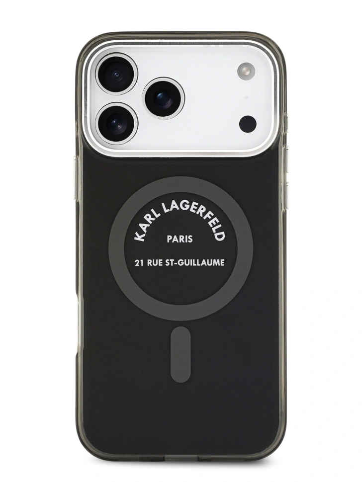 Накладка Lagerfeld для iPhone 17 Pro Max IML RSG logo Metal camera (MagSafe), Чёрная (KLHMP17XHKRSGPK). Фото 3