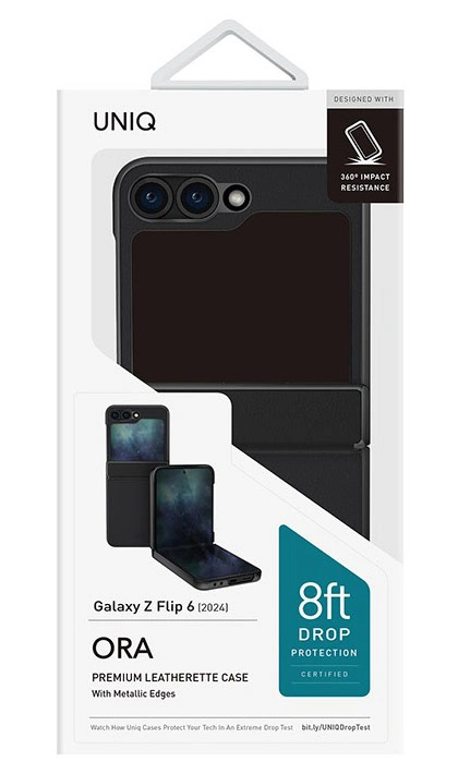 Чехол Uniq Hybrid для Samsung Galaxy Z Flip6/Z Flip5 ORA Premium leatherette, Black (GZFLIP6HYB-ORABLK). Фото 3