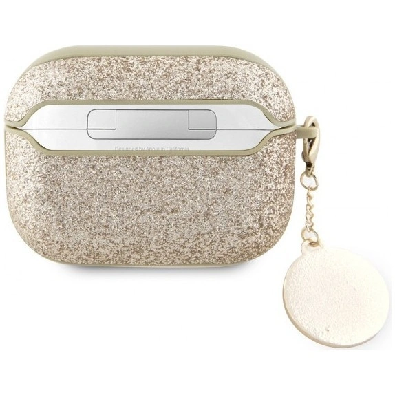 Чехол Guess Fixed Glitters with Heart Diamond charm для AirPods Pro 2, Light Gold (GUAP2PGEHCDD). Фото 2