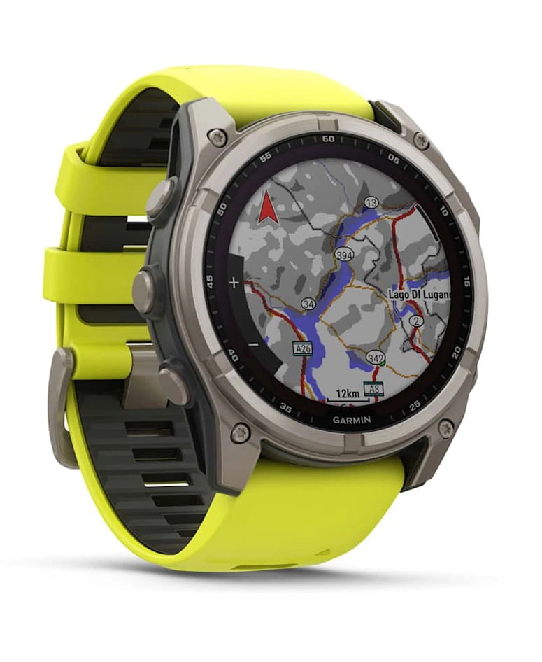 Умные часы Garmin Fenix 8 51mm, Solar, Sapphire, Titanium with Amp Yellow/Graphite Silicone Band. Фото 3