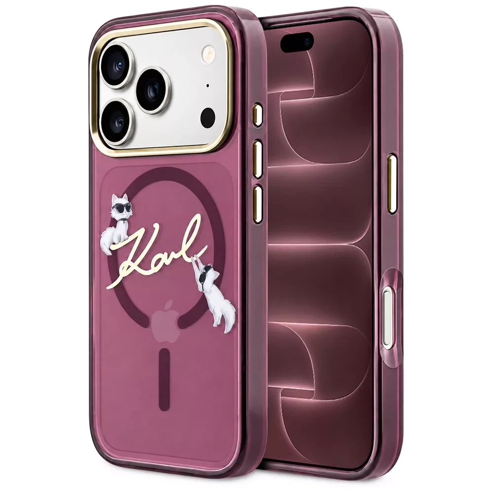 Накладка Lagerfeld для iPhone 18 Pro Max/17 Pro Max IML Choupettes OnLogo Met Cam Hard (MagSafe), Burgundy (KLHMP18X5HKSCAR). Фото 1