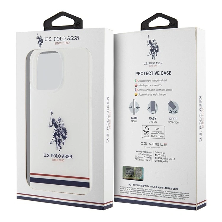 Накладка U.S. Polo Assn. для iPhone 15 Pro PC/TPU Double Horse logo Tricolor stripes Hard, Transparent (USHCP15LHBCST). Фото 5
