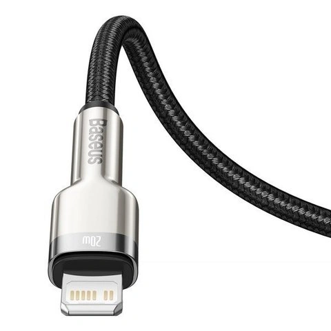 Кабель Baseus Cafule Series Metal Data Cable Type-C to iP PD 20W 1m, Чёрный (CATLJK-A01). Фото 3