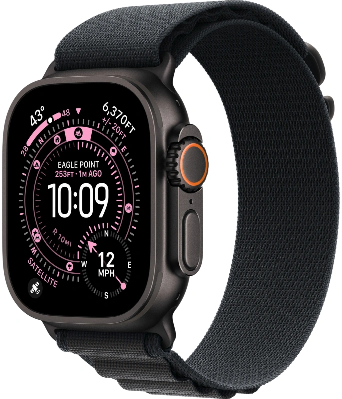 Apple Watch Ultra 3 (2025) GPS+Cellular 49mm, Black Titanium ремешок "Black Alpine Loop" S 130-160 mm (MF0Q4). Фото 1