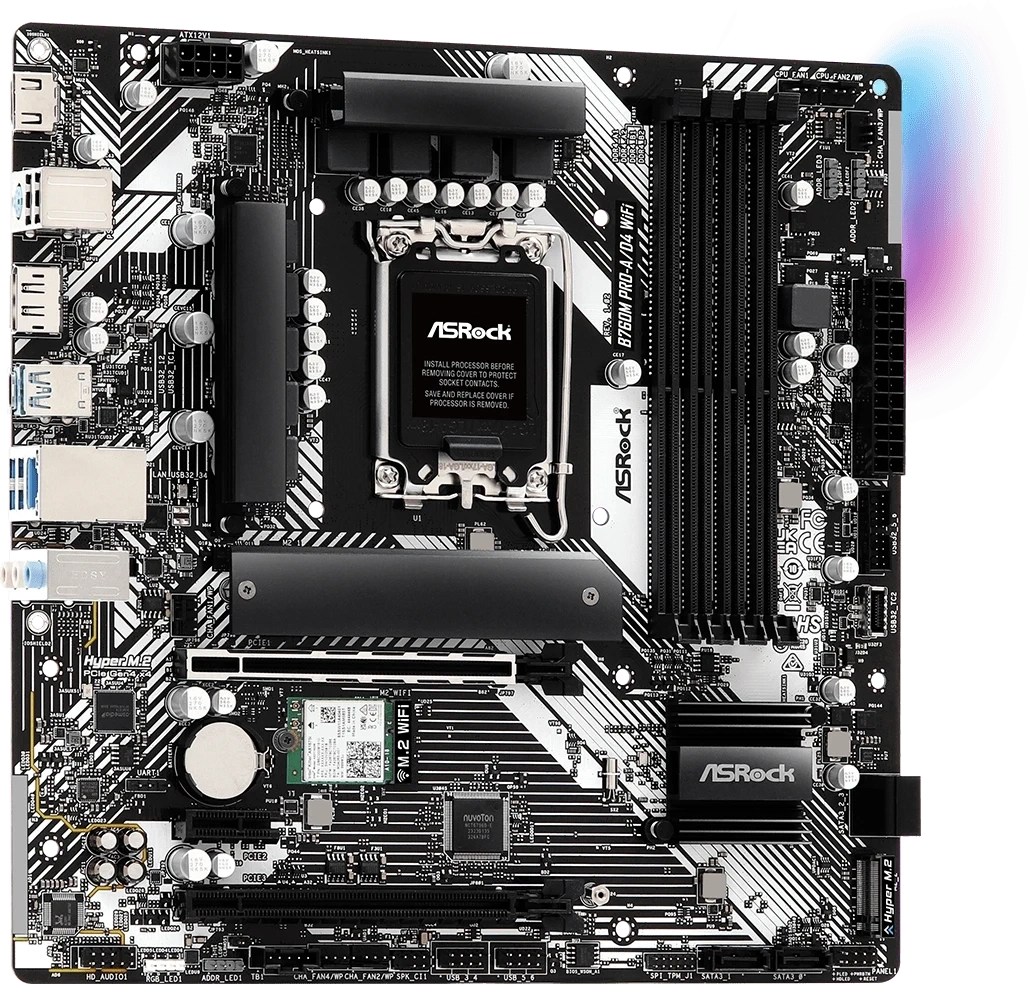 Материнская плата ASRock B760M Pro-A/D4 WiFi (LGA 1700, mATX). Фото 3