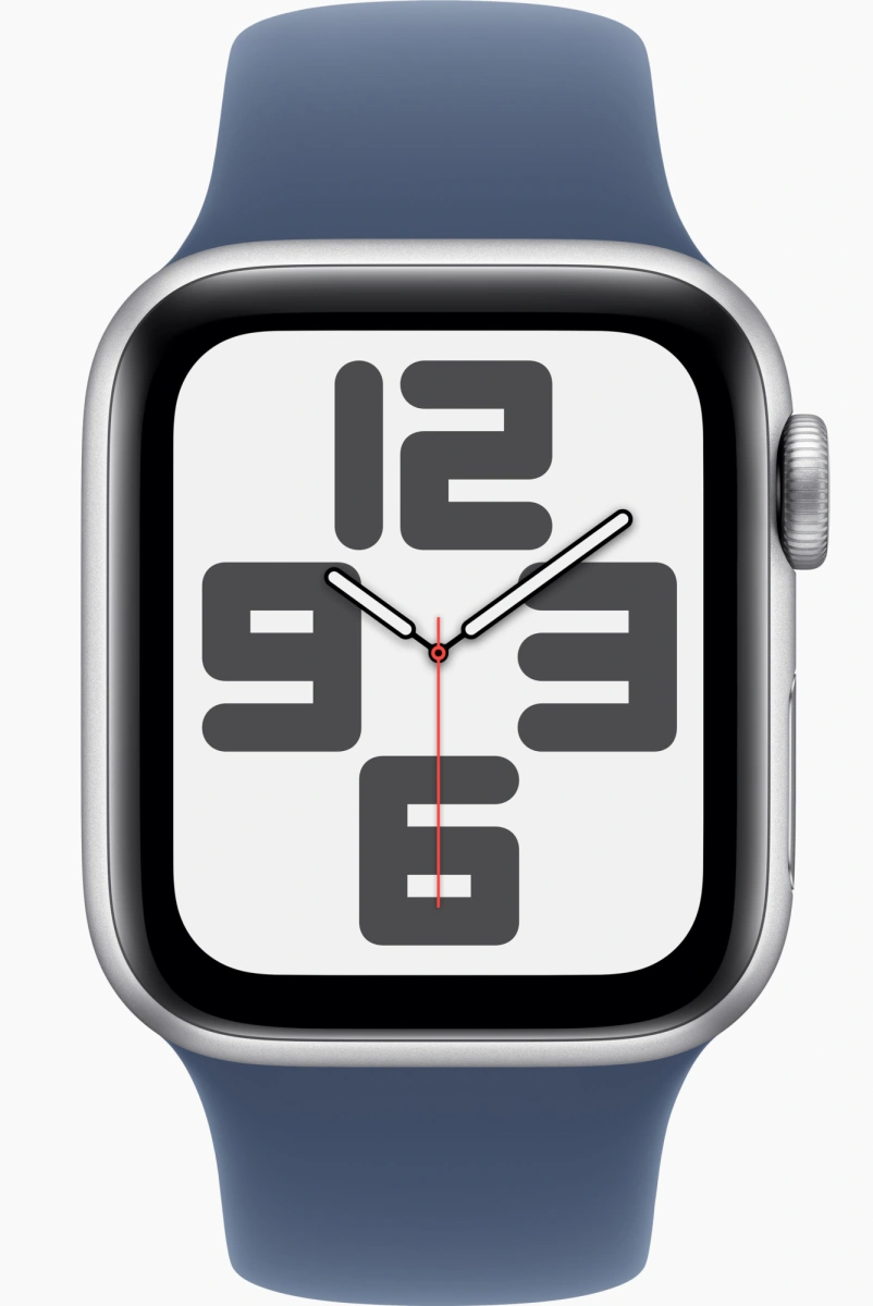 Apple Watch SE 2024, 40 мм, алюминий цвета "серебро", Denim Sport Band, M/L (MXED3). Фото 2
