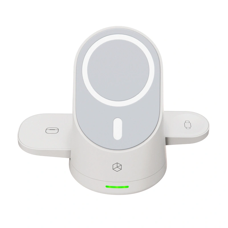 Беспроводное зарядное устройство Breaking DS06 3in1 Qi 20W, White. Фото 2