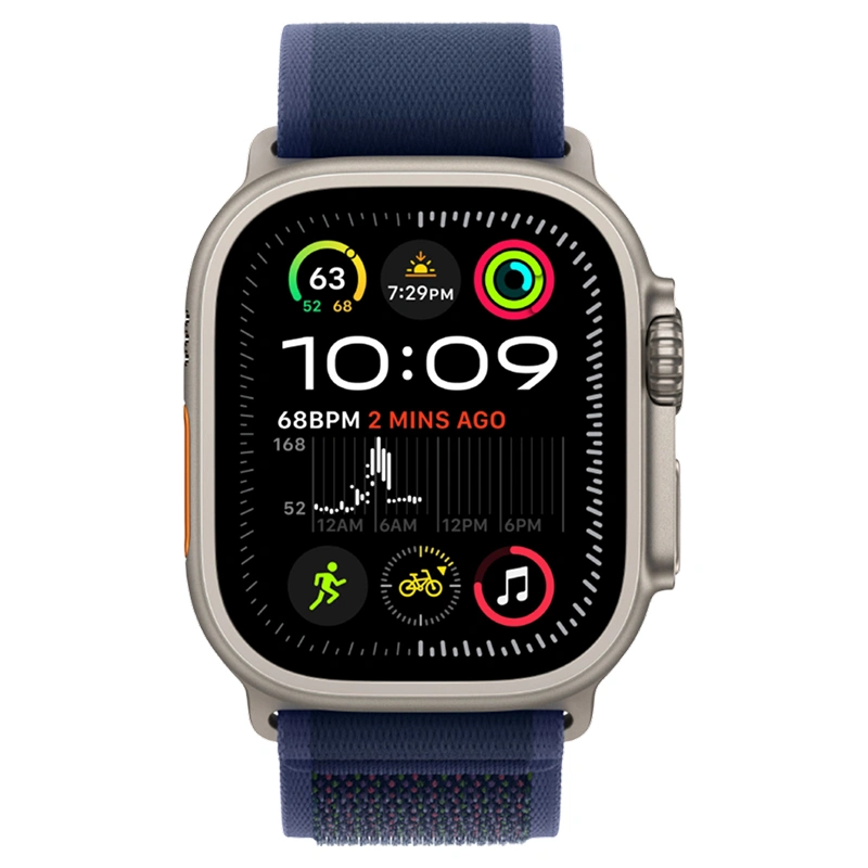 Apple Watch Ultra 2 (2024) GPS+Cellular 49mm, Natural Titanium ремешок "Blue Trail Loop", размер M/L 145–210mm (MX4L3). Фото 2