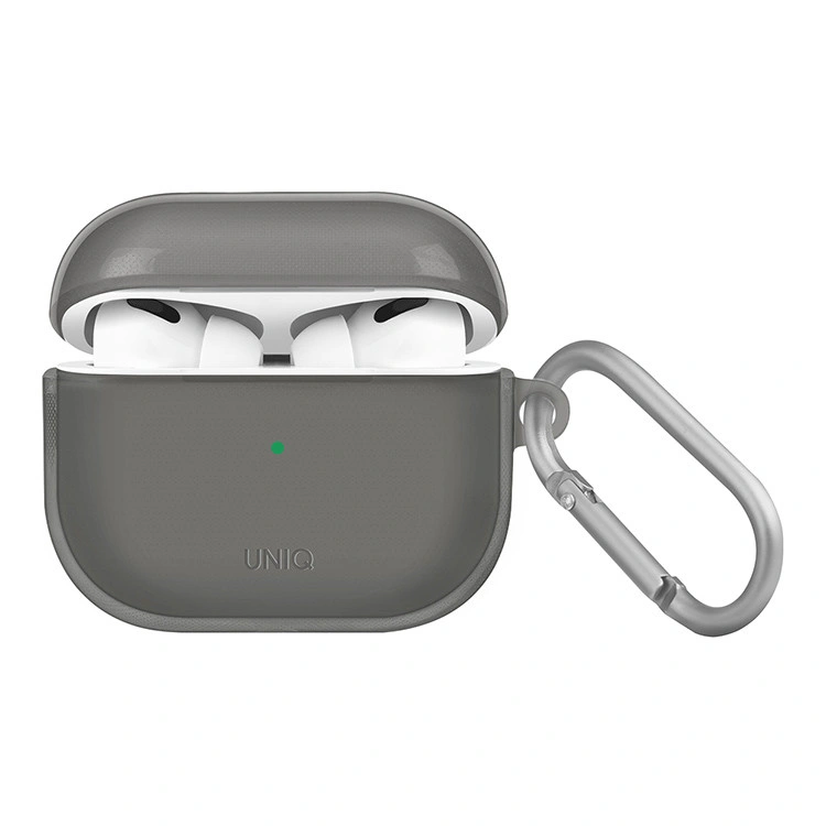Чехол Uniq для наушников AirPods 3 Glase TPU case with carabin, Smoke Grey (AIRPODS(2021)-GLSSMK). Фото 1