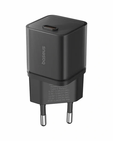 Сетевое зарядное устройство Baseus GaN5S Fast Charger Type-C 30W EU, Black (P10162504113-00). Фото 1