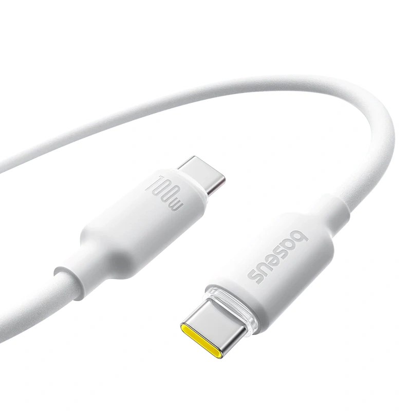 Кабель Baseus Foamed Silicone Fast Charging USB-C to USB-C 100W, Белый (E0426701). Фото 2