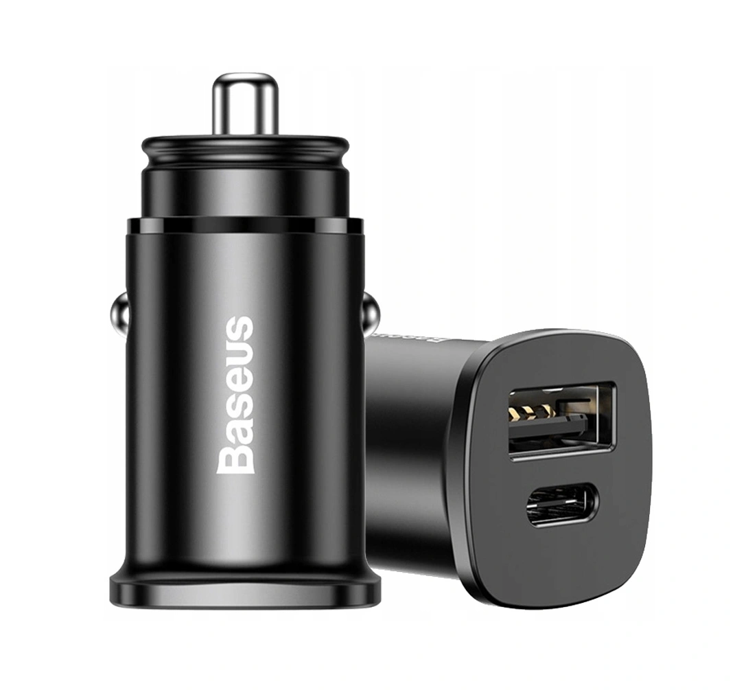 Автомобильное зарядное устройство Baseus Square metal A+C 30W PPS, Чёрное (CCALL-AS01). Фото 1