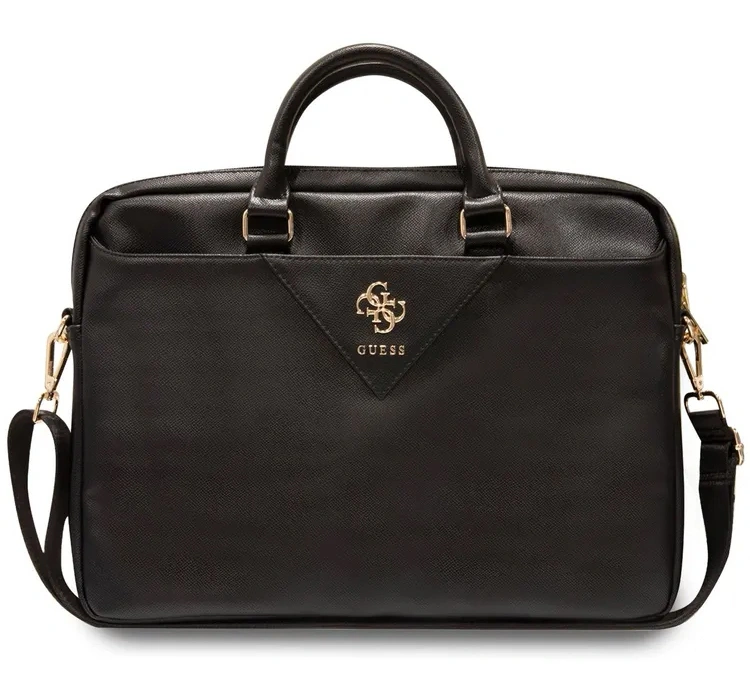 Сумка для ноутбука Guess 15"/16" PU Grained leather Bag 4G metal logo with Zipper, Black (GUCB15ZPGSTEGK). Фото 1