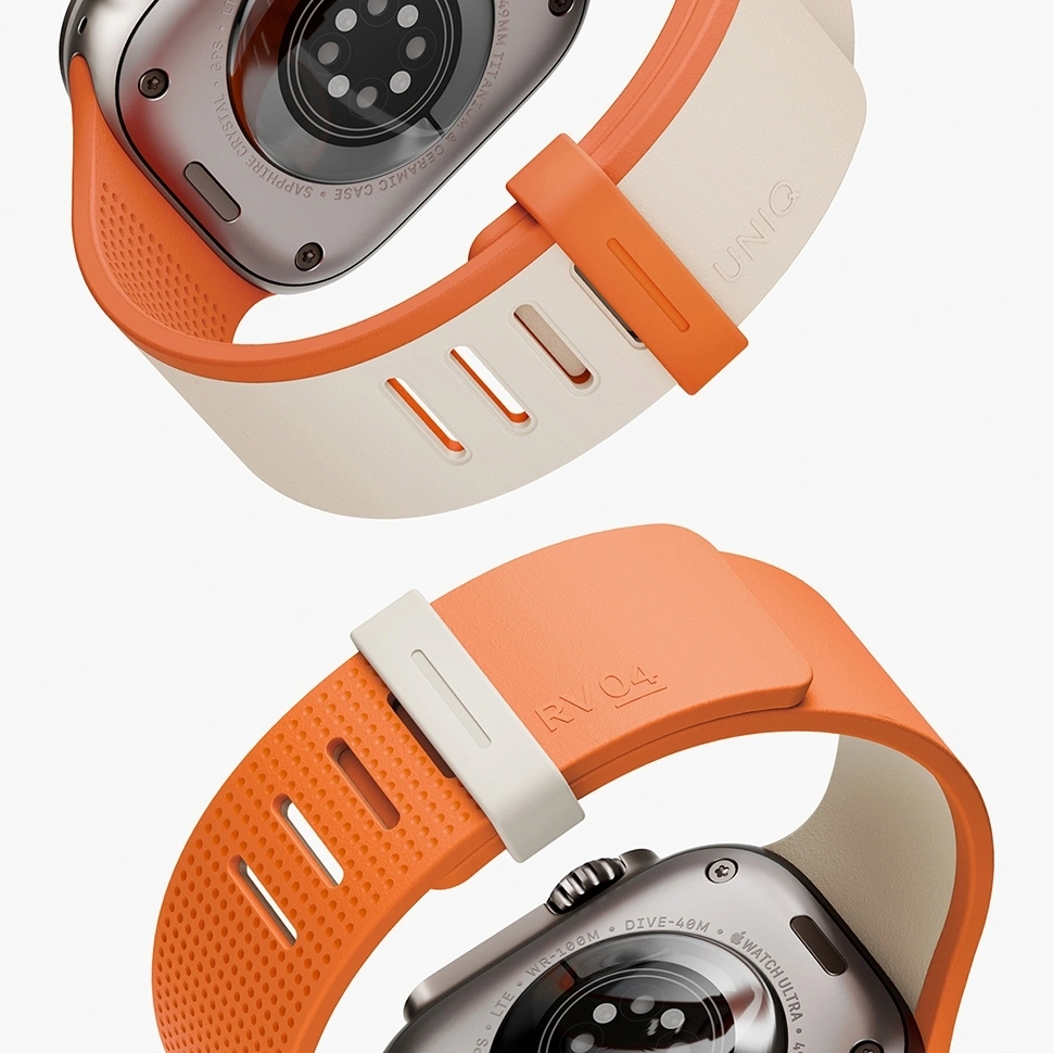 Ремешок Uniq для Apple Watch 44/45/49мм Revix IV reversible Magnetic, Clay/Volt Orange (49MM-REV4CLYVORG). Фото 4
