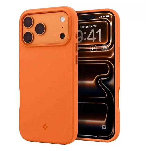 Накладка Spigen Silicone Fit MagFit для iPhone 17 Pro, Оранжевый (ACS11378). Фото 1