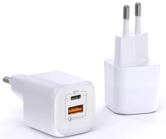 Сетевое зарядное устройство Wiwu Gan Fast Charger USB-C+QC3.0 33W RY-U33, Белое