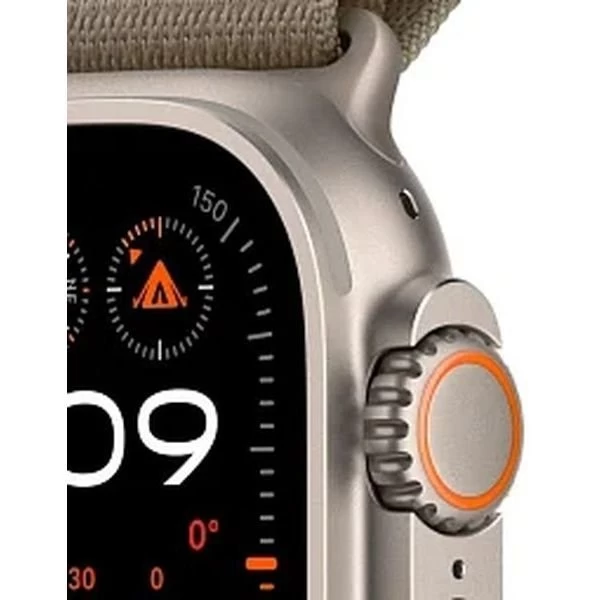 Apple Watch Ultra 2 GPS+Cellular 49mm, ремешок "Olive Alpine Loop" размер M 145-190 mm (MRFJ3)